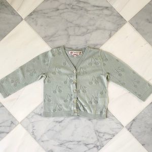Bonpoint Openwork Cherry Cardigan Sz 18M